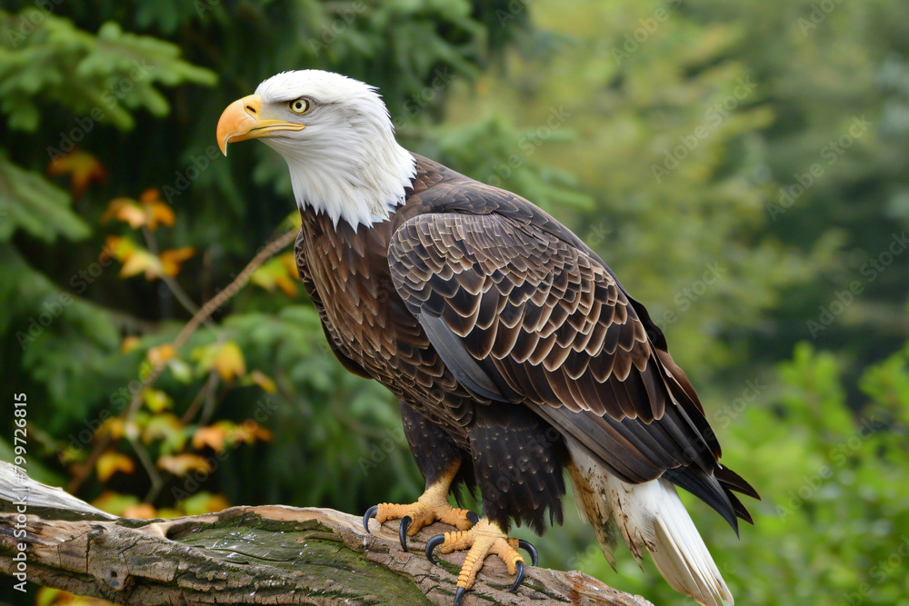 photo bald eagle perched majestically on tree photo bald eagle perched majestically on tree