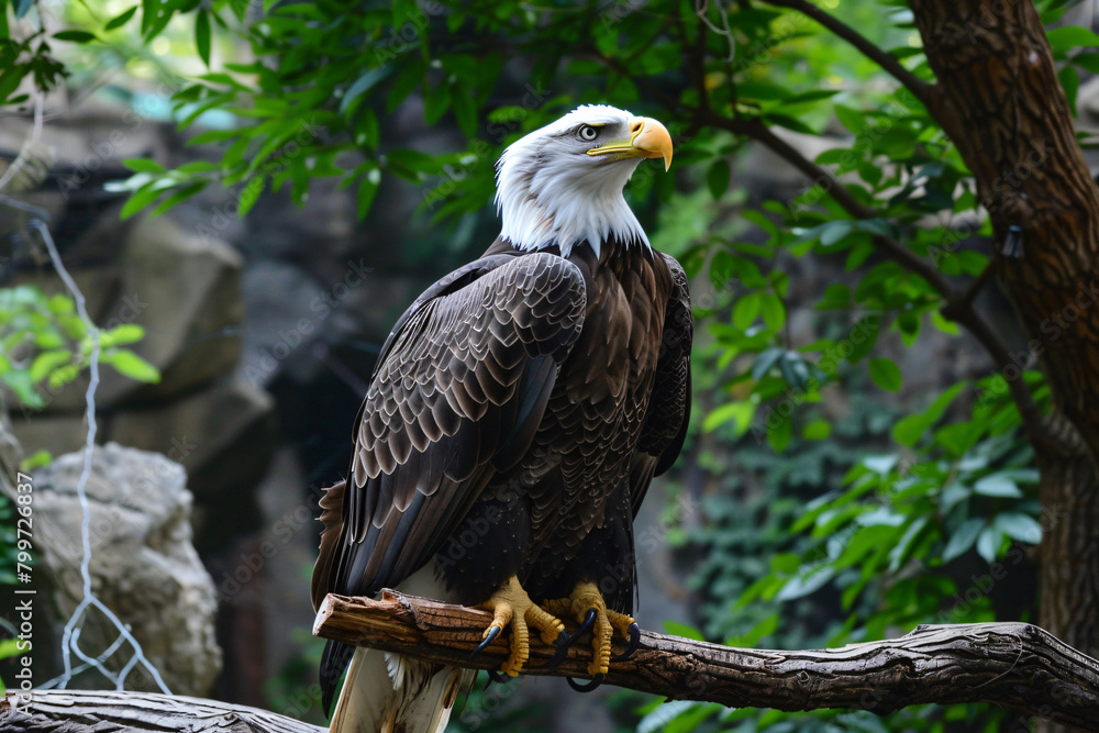 photo bald eagle perched majestically on tree photo bald eagle perched majestically on tree