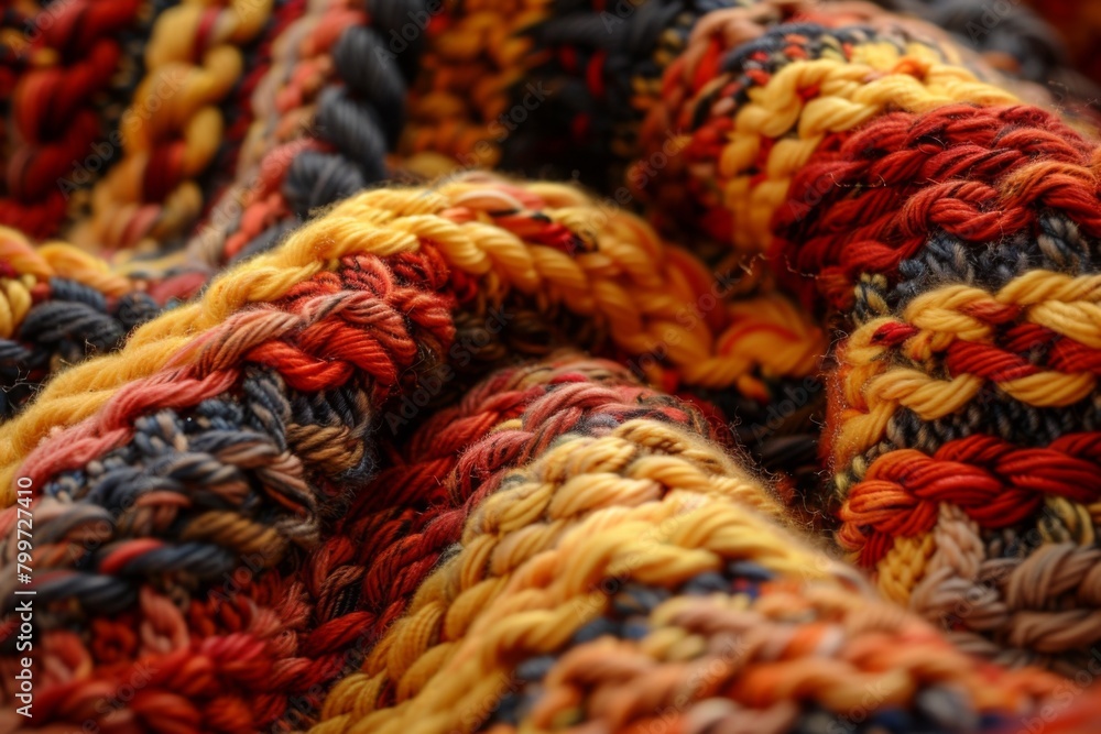 Colorful Handmade Knitted Woolen Texture