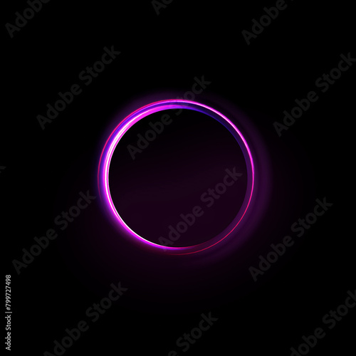 Neon blurry light circles at motion . Swirl trail effect. Abstract vector fire circles. Night road speed illustration. Rounded neon line with light effect. Energy flow tunnel. Blue portal.