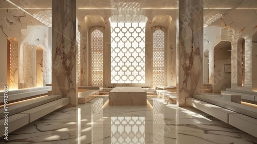 A contemporary minbar and mihrab in a mosque photo