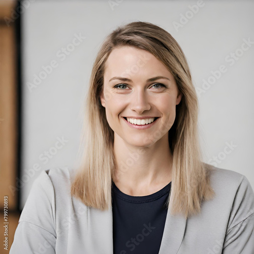 Professional Female Wearing Blazer and Smiling