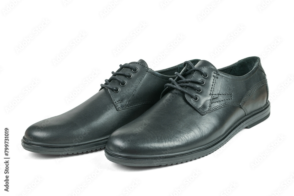 Men's shoes made of genuine leather insulated on a white background.