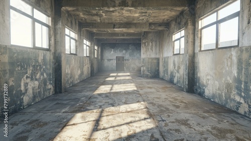 Abandoned depth, a dark, empty warehouse in 3D render, shadows stretch long in the silence, a canvas of desolation and intrigue, AI Generative