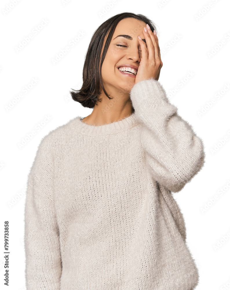 Young Caucasian woman with short hair laughing happy, carefree, natural emotion. Young Caucasian woman with short hair laughing happy, carefree, natural emotion.