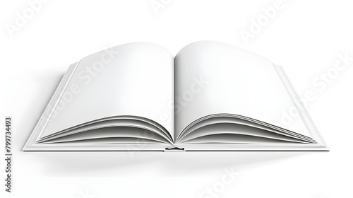 Opened book with blank pages on a white background, Mockup of opened blank square ctalogue at white design paper background ai generated 