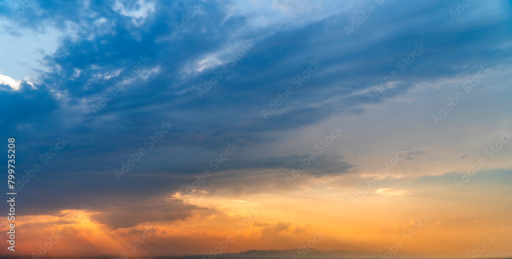 colorful dramatic sky with cloud at sunset