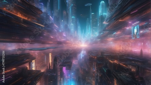 fireworks in the city at night Cosmic Metropolis A Cyberpunk Odyssey