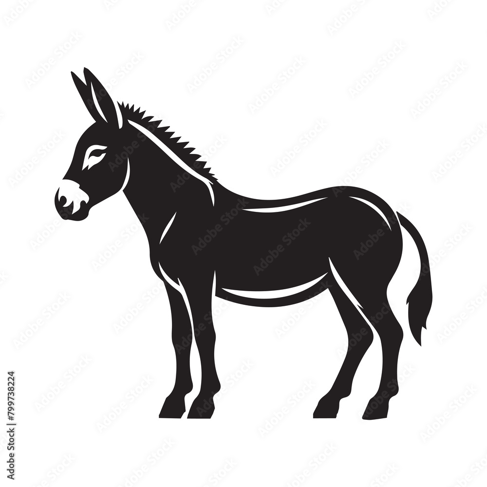 Donkey Icon, Vector, Silhouette wildlife illustration