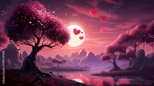 Red and gold dominate this Valentine's Day background, symbolizing passion and warmth. Valentine's Day is celebrated with elegance. A perfect Valentine's Day scene for lovers