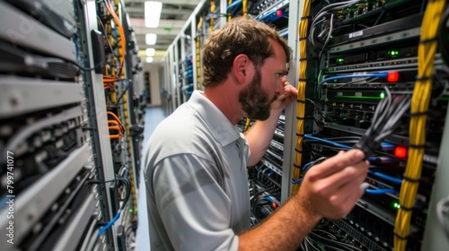 IT specialist working on Server, AI Generative