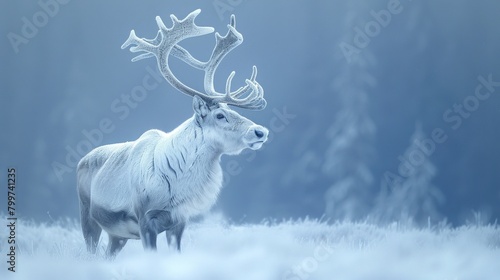 Majestic reindeer, antlers stretching towards the sky, AI Generative