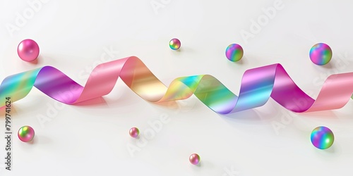 Curved ribbon with rainbow spheres,new celebration