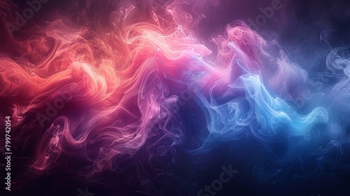 Smoke waves in neon hues on dark, surrealism, portrait shot, vivid and detailed, AI Generative