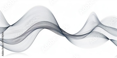 technology abstract lines on white background. Undulate Grey Wave Swirl, frequency sound wave, twisted curve lines with blend effect.