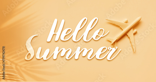 Plane,airplane model mockup with hello summer text