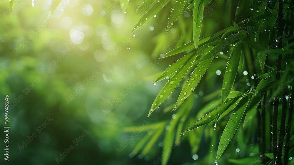 Close-up of the bamboo forest, dews, 4K , background for banner website, ads, creative background