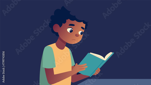 A young boy reading a diary written by a formerly person uncovering their experiences and the significance of Juneteenth.. Vector illustration