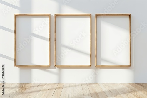Sunlit Elegance  Trio of A4 Blank Posters in Light Wood Frames
