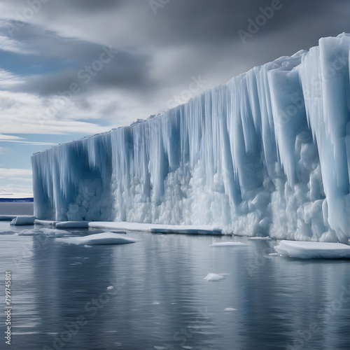 ice wall is visible on the side of a body of water. glaciars wallpaper