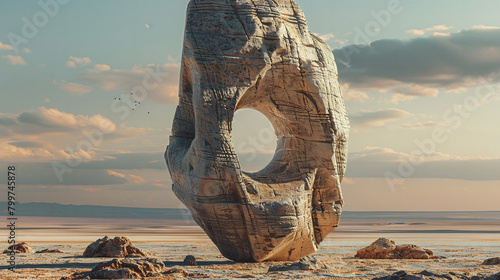 surreal object which stands on another planet with strange nature photo