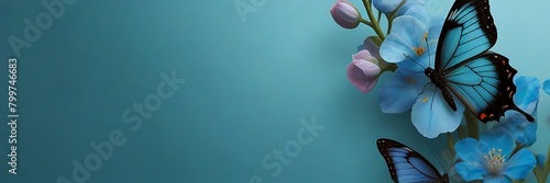 Beautiful butterfly on soft pastel background with copy space 