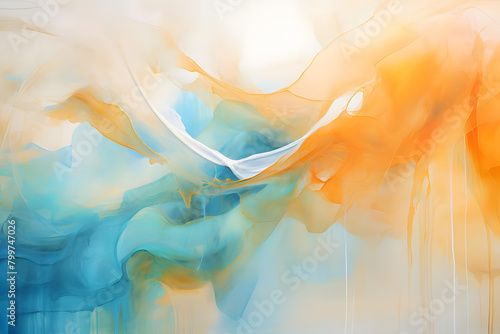 Radiant Coastal Comfort, abstract landscape art, painting background, wallpaper, generative ai