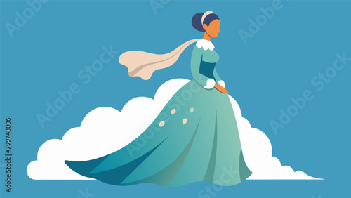 A woman wearing a long flowing dress made of cotton fabric representing the widespread use of this material in the 19th century particularly in the. Vector illustration