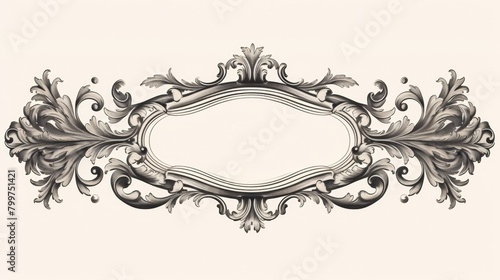 Engraving frame. Vintage Baroque Victorian border. Baroque frame decor.