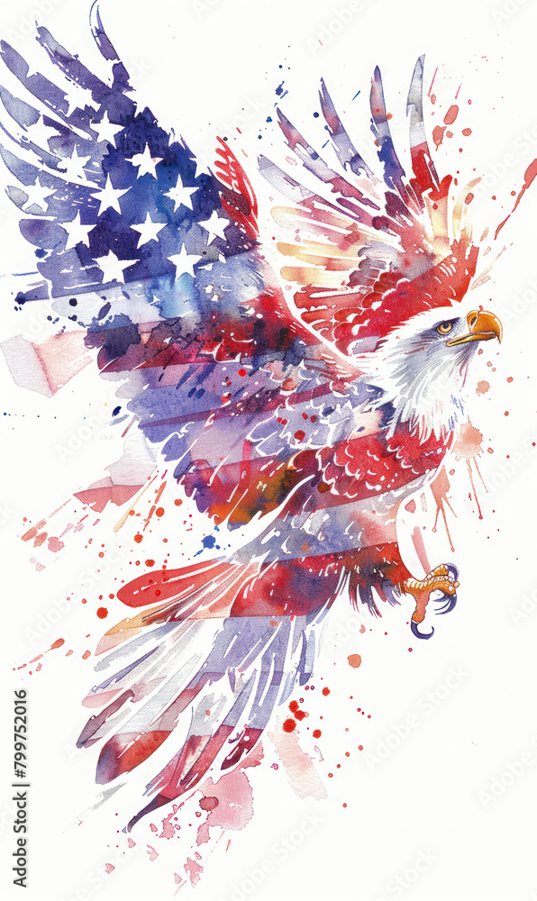 patriotic illustration featuring a majestic bald eagle against an American flag background. 4th of July, Idependent day. patriotic illustration featuring a majestic bald eagle against an American flag background. 4th of July, Idependent day.
