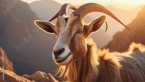 goat on a mountain pasture.goat in the mountains goat in the mountains