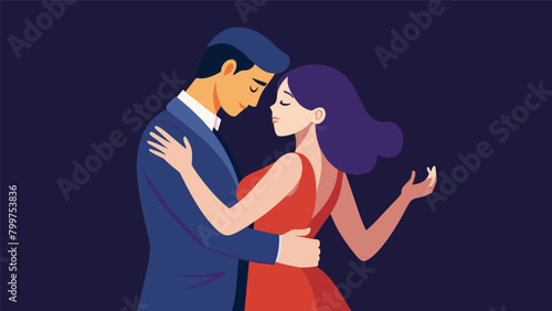 His hand rested gently on the small of her back guiding her in a dance that spoke of tenderness and trust.. Vector illustration