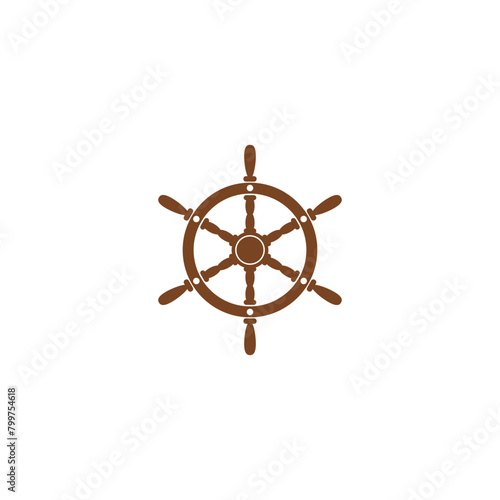 Steering Wheel Boat Ship Yacht icon isolated on white
