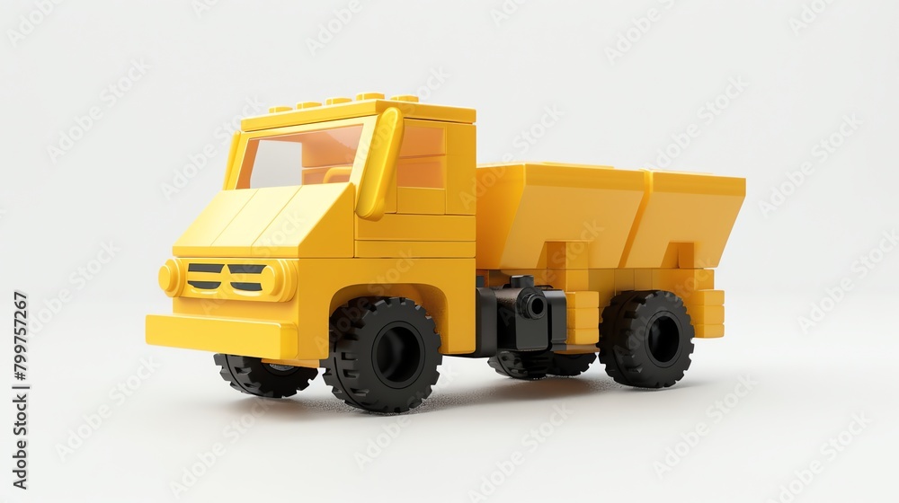 3D render lego plastic truck color yellow aspect ratio 2:1 yellow colors