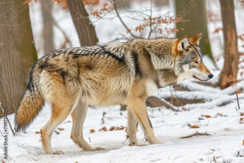Epic Wolf Portrait Against Snowy Autumn Backdrop - Majesty  Endurance  Wilderness