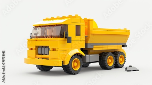 3D render lego plastic truck color yellow aspect ratio 2:1 yellow colors