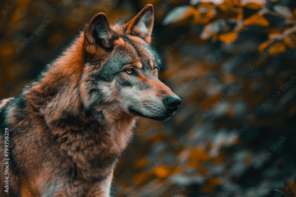 Epic Wolf Portrait Against Snowy Autumn Backdrop - Majesty, Endurance, Wilderness Epic Wolf Portrait Against Snowy Autumn Backdrop - Majesty, Endurance, Wilderness