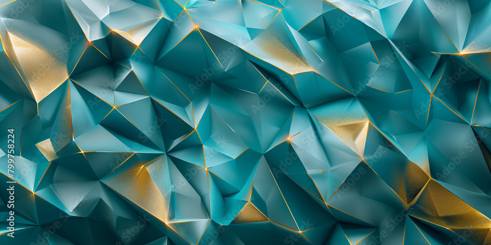 Irregular shaped metallic teal blue golden structure background Irregular shaped metallic teal blue golden structure background