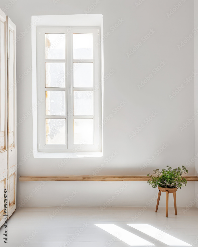 Minimalist interiors design composition with natural lighting coming from a window. Minimalist interiors design composition with natural lighting coming from a window.