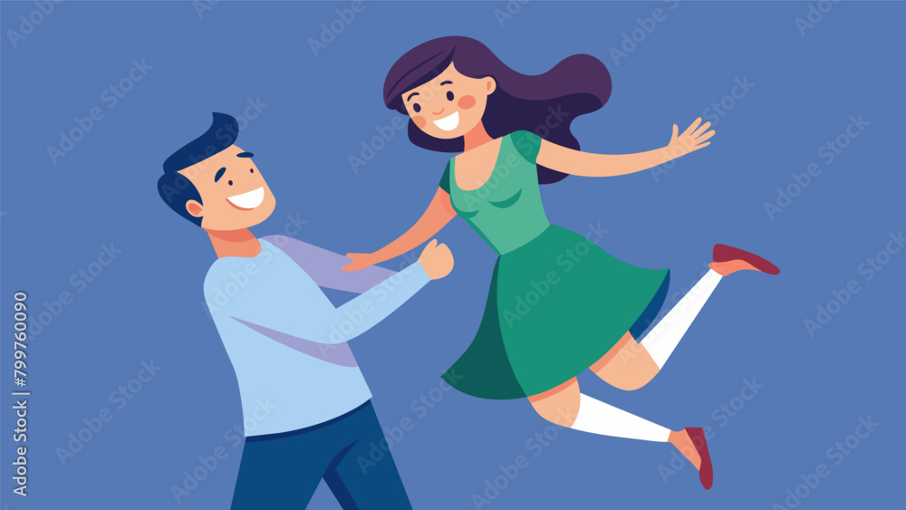 He twirled her under his arm a playful teasing that made her giggle.. Vector illustration He twirled her under his arm a playful teasing that made her giggle.. Vector illustration
