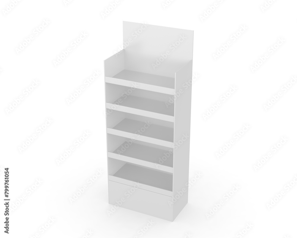 Advertising Corrugated Supermarket Retail Promotion Cardboard Display Shelf for Food Product. 3d Illustration. Advertising Corrugated Supermarket Retail Promotion Cardboard Display Shelf for Food Product. 3d Illustration.
