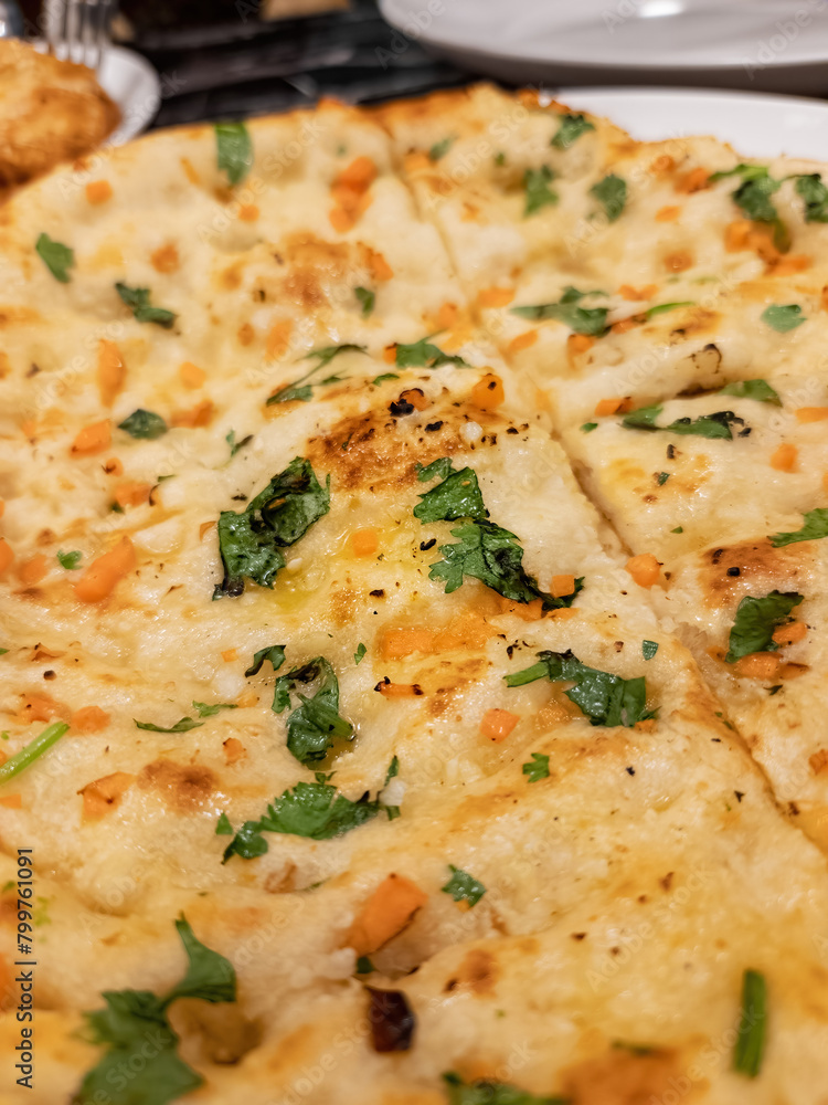 Flat bread Naan with sesame, middle east arab menu. Dinner menu. Flat bread Naan with sesame, middle east arab menu. Dinner menu.