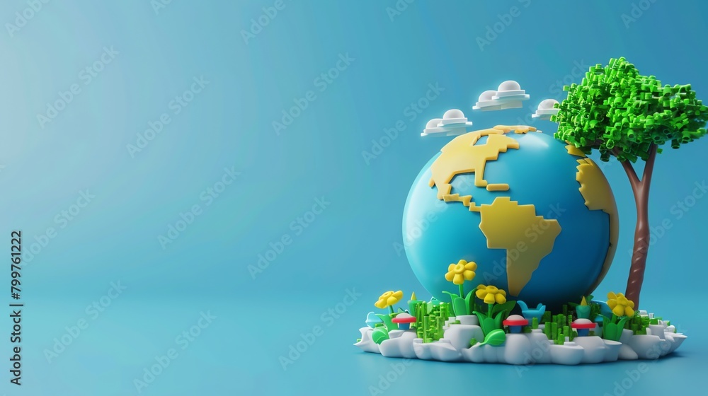 3D render illustration 16K cute landscape earth day aspect ratio 2:1 3D render illustration 16K cute landscape earth day aspect ratio 2:1