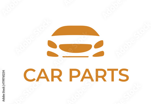 Car parts shop logo, logo for store car spare. Auto repair and service. Color flat vector illustration isolated