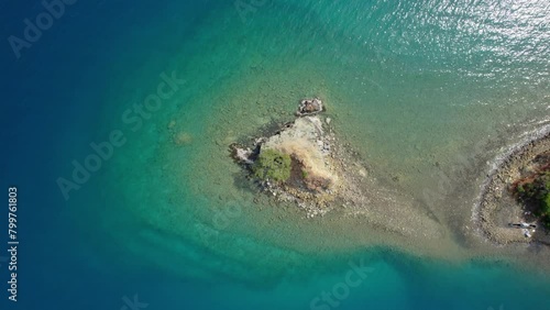mugla gocek coast blue wonderful sea and green nature trees and forests boats 4k drone video photo