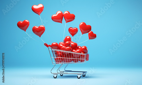 red ballon hearts in a shopping cart © Jenny Sturm