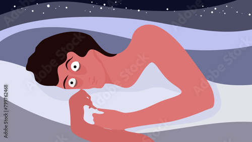 psychophysiological insomnia, colorful vector illustration