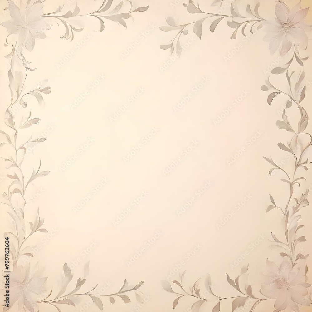 soft brown color beige background parchment with a thin barely noticeable floral ornament wallpaper, Ai Generated