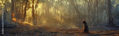 Wildlife may die from habitat loss and lack of food sources during bushfires in tropical forests. © tongpatong