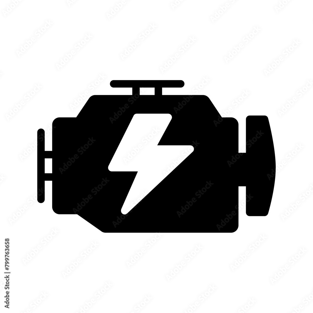 Fototapeta premium Vector solid black icon for Electric engine
